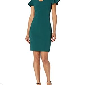 Lark and Ro Flutter Sleeve Double V Neck Dress 6